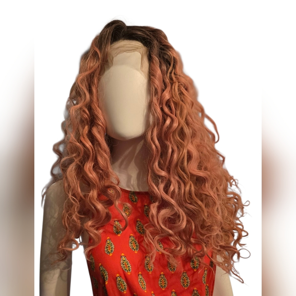 Curly Pink Wig for Women Lace Front Unworn Or Trimmed